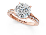 Rose gold Round Cut Diamond Solitaire Ring with Pavé Band and Prong Setting_21