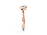 Rose gold Round Cut Diamond Solitaire Ring with Pavé Band and Prong Setting_22