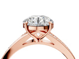 Rose gold Round Cut Diamond Solitaire Ring with Pavé Band and Prong Setting_24