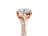 Rose gold Round Cut Diamond Solitaire Ring with Pavé Band and Prong Setting_25