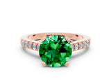 Rose gold Round Cut Diamond Solitaire Ring with Pavé Band and Prong Setting