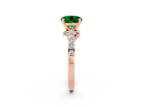 Rose gold Round Cut Diamond Solitaire Ring with Pavé Band and Prong Setting_2