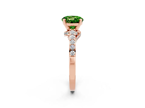 Rose gold Round Cut Diamond Solitaire Ring with Pavé Band and Prong Setting_2