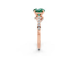 Rose gold Round Cut Diamond Solitaire Ring with Pavé Band and Prong Setting_2