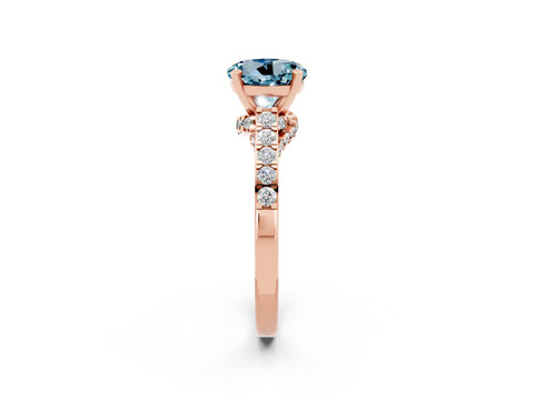 Rose gold Round Cut Diamond Solitaire Ring with Pavé Band and Prong Setting_2