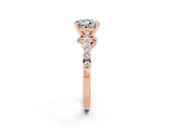 Rose gold Round Cut Diamond Solitaire Ring with Pavé Band and Prong Setting_2