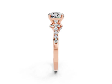 Rose gold Round Cut Diamond Solitaire Ring with Pavé Band and Prong Setting_2