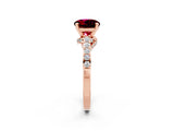 Rose gold Round Cut Diamond Solitaire Ring with Pavé Band and Prong Setting_2