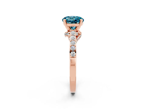 Rose gold Round Cut Diamond Solitaire Ring with Pavé Band and Prong Setting_2