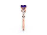 Rose gold Round Cut Diamond Solitaire Ring with Pavé Band and Prong Setting_2