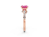 Rose gold Round Cut Diamond Solitaire Ring with Pavé Band and Prong Setting_2