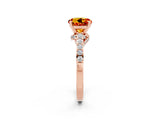 Rose gold Round Cut Diamond Solitaire Ring with Pavé Band and Prong Setting_2