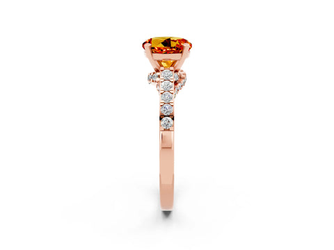 Rose gold Round Cut Diamond Solitaire Ring with Pavé Band and Prong Setting_2