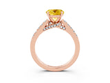 Rose gold Round Cut Diamond Solitaire Ring with Pavé Band and Prong Setting_3