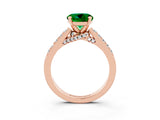 Rose gold Round Cut Diamond Solitaire Ring with Pavé Band and Prong Setting_3