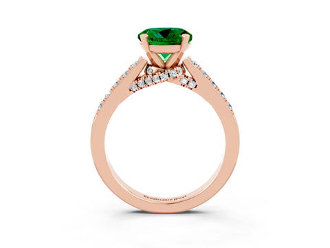 Rose gold Round Cut Diamond Solitaire Ring with Pavé Band and Prong Setting_3