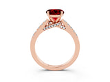 Rose gold Round Cut Diamond Solitaire Ring with Pavé Band and Prong Setting_3