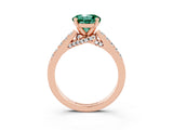 Rose gold Round Cut Diamond Solitaire Ring with Pavé Band and Prong Setting_3