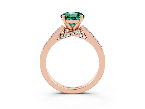 Rose gold Round Cut Diamond Solitaire Ring with Pavé Band and Prong Setting_3