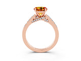 Rose gold Round Cut Diamond Solitaire Ring with Pavé Band and Prong Setting_3