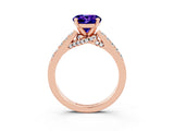 Rose gold Round Cut Diamond Solitaire Ring with Pavé Band and Prong Setting_3