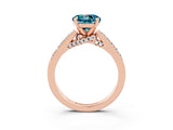 Rose gold Round Cut Diamond Solitaire Ring with Pavé Band and Prong Setting_3