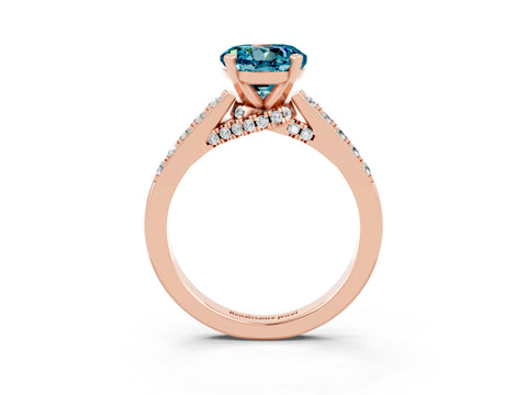 Rose gold Round Cut Diamond Solitaire Ring with Pavé Band and Prong Setting_3
