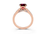 Rose gold Round Cut Diamond Solitaire Ring with Pavé Band and Prong Setting_3