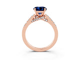 Rose gold Round Cut Diamond Solitaire Ring with Pavé Band and Prong Setting_3