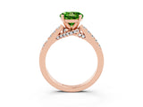 Rose gold Round Cut Diamond Solitaire Ring with Pavé Band and Prong Setting_3