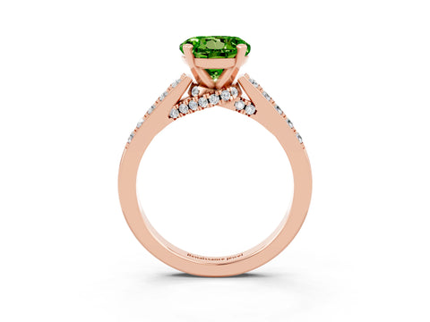 Rose gold Round Cut Diamond Solitaire Ring with Pavé Band and Prong Setting_3