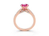 Rose gold Round Cut Diamond Solitaire Ring with Pavé Band and Prong Setting_3