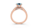 Rose gold Round Cut Diamond Solitaire Ring with Pavé Band and Prong Setting_3
