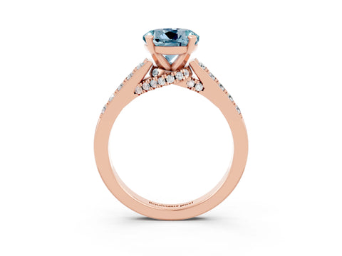 Rose gold Round Cut Diamond Solitaire Ring with Pavé Band and Prong Setting_3