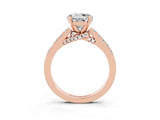 Rose gold Round Cut Diamond Solitaire Ring with Pavé Band and Prong Setting_3