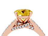 Rose gold Round Cut Diamond Solitaire Ring with Pavé Band and Prong Setting_4