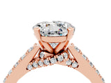 Rose gold Round Cut Diamond Solitaire Ring with Pavé Band and Prong Setting_4