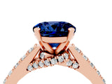 Rose gold Round Cut Diamond Solitaire Ring with Pavé Band and Prong Setting_4