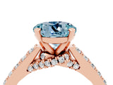 Rose gold Round Cut Diamond Solitaire Ring with Pavé Band and Prong Setting_4
