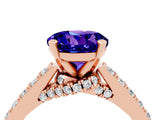 Rose gold Round Cut Diamond Solitaire Ring with Pavé Band and Prong Setting_4