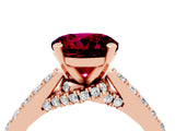 Rose gold Round Cut Diamond Solitaire Ring with Pavé Band and Prong Setting_4