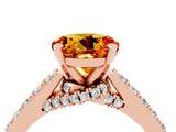 Rose gold Round Cut Diamond Solitaire Ring with Pavé Band and Prong Setting_4