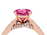 Rose gold Round Cut Diamond Solitaire Ring with Pavé Band and Prong Setting_4