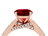 Rose gold Round Cut Diamond Solitaire Ring with Pavé Band and Prong Setting_4