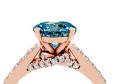 Rose gold Round Cut Diamond Solitaire Ring with Pavé Band and Prong Setting_4