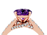 Rose gold Round Cut Diamond Solitaire Ring with Pavé Band and Prong Setting_4