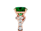 Rose gold Round Cut Diamond Solitaire Ring with Pavé Band and Prong Setting_5