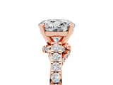 Rose gold Round Cut Diamond Solitaire Ring with Pavé Band and Prong Setting_5