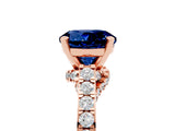 Rose gold Round Cut Diamond Solitaire Ring with Pavé Band and Prong Setting_5