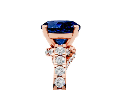 Rose gold Round Cut Diamond Solitaire Ring with Pavé Band and Prong Setting_5